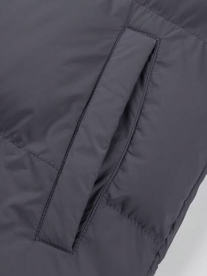 Manfinity Homme معطف رجالي فضفاض مبطن بسحاب وكابوشون وأكمام طويلة بدون كنزة صوفية، معطف شتوي للرجال