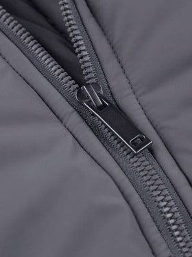 Manfinity Homme معطف رجالي فضفاض مبطن بسحاب وكابوشون وأكمام طويلة بدون كنزة صوفية، معطف شتوي للرجال