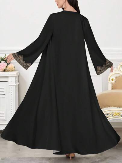SHEIN Najma عباية أنثوية كاجوال طويلة الأكمام مطبوعة بالزهور، ربيع/خريف