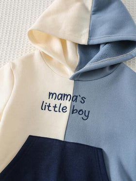 Cozy Pixies مجموعة من قطعتين تتكون من بلوزة هودي بطباعة حرفية ولون متباين وبنطلون بخصر مطاطي للأطفال الصبيان