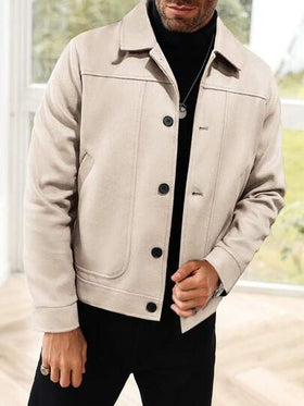 Manfinity CasualCool معطف رجالي قصير أو طويل الأكمام عصري، معطف خريفي/شتوي رجالي، كنزة معطف رجالي، معطف قميص رجالي، معطف صيفي رجالي، معاطف رجالية كاجوال