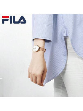 FILA ساعة نسائية فاخرة من فيلا بتشغيل كوارتز، إطار كريستالي لامع، وجه اللؤلؤ وسوار من الصلب، هدية فاخرة للمرأة