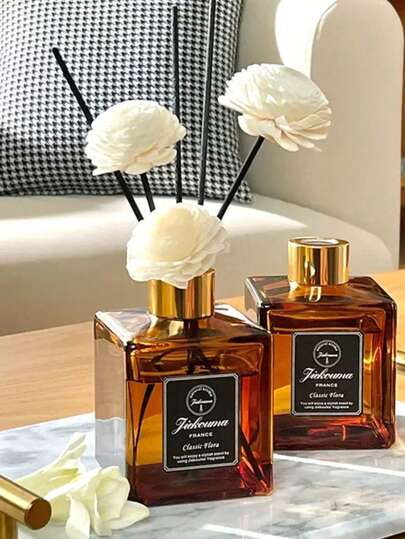 1 قطعة، معطر هواء سعة 50 مل مع 5 عيدان عطرية، مناسب لتعطير الحمام والغرف والمنزل، زجاجة زجاجية بشكل مستطيل، خالي من الريش، عطر طويل الأمد من الزيوت العطرية، مثالي للقضاء على الروائح الكريهة، هدية عيد الحب، العلاج بالعطور، موزع العطور، معطر المنزل