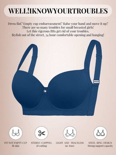 ملابس داخلية نسائية بلا غرز من ميميليمون، بلون أزرق، سلس وبسيط مع حمالة صدر مجمعة