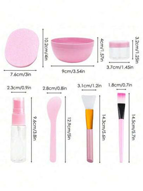 11 قطعة مجموعة أدوات صنع قناع الوجه DIY، طقم صنع قناع الوجه الوردي مع وعاء الخلط والفرش وزجاجة الرذاذ والمعالق والملاعق القياس وسادات التنظيف لعناية البشرة في منزل السبا