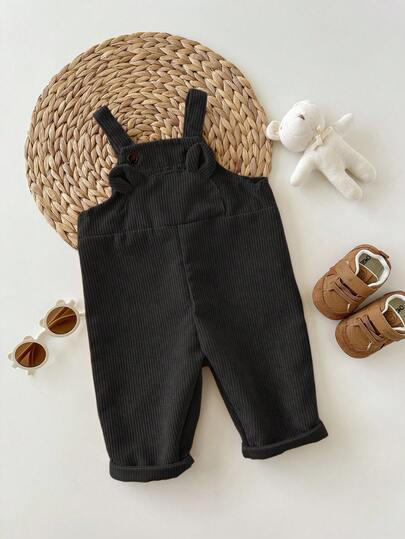 SHEIN البنطلون الكاجوال المريح للأطفال الرضع ولدي/بنتي بتصميم أذن الحيوان المخملي ، متعدد الاستخدامات وعصري على الطراز الكوري
