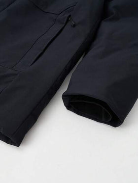 Manfinity Homme معطف شتوي كاجوال بغطاء رأس وأكمام طويلة مطبوع عليه حرف وجبل، مبطن حراريًا للرجال