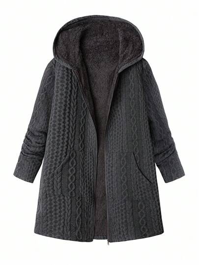 SHEIN Clasi معطف شتوي مبطن حراريًا مريح، جاكيت سوداء مبطنة بالحرارة، ملابس شتوية أنيقة للنساء، معطف شتوي للنساء، جاكيت مبطنة حراريًا، مريحة وسهلة الارتداء