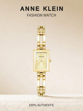 Anne Klein ساعة كوارتز ذهبية اللون للنساء بسوار من الكوارتز مع قرص مربع بلون الشمبانيا الفاتح، ساعة فاخرة تناظرية مع سوار قابل للتعديل، ساعة هدية أنيقة للسيدات من واتش