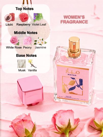 رذاذ عطري بعطر الليتشي والورد | طويل الأمد، طبيعي، منعش، رذاذ منعش محمول جذاب مناسب للحفلات والتجمعات وهدايا الصديقات/عيد الميلاد