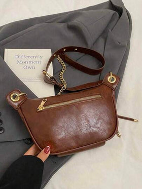حقيبة صدر نسائية موضة، مصنوعة من مادة البولي يوريثان، مغلقة بسحاب، حقيبة هاتف محمول محمولة، حقيبة خصر، لون أحادي بطراز بسيط، حقيبة كروس بودي، مناسبة للتسوق والمواعدة والخروجات، بحجم مدمج