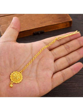 قطعة واحدة من سلسلة الرأس الكلاسيكية المجوفة للنساء، مجوهرات باللون الذهبي للحفلات، هدية مجوهرات لعروس أفريقية في حفل الزفاف، اكسسوارات شعر للنساء