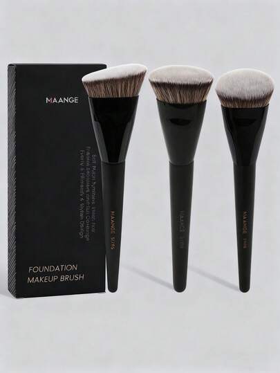 MAANGE 1/2/3 مجموعة فرش أساس ذات رؤوس مسطحة مستديرة مع صندوق تخزين، فرش مكياج صديقة للبشرة مجموعة سفر، هدية للنساء والفتيات، تشمل فرشاة أساس، فرشاة كونسيلر، فرشاة أحمر الخدود، فرشاة تحديد الوجه، فرشاة برونزر، فرشاة بودرة وأكثر من ذلك، هدايا