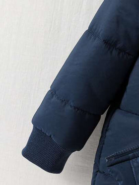 SHEIN جاكيت شتوية مبطنة سميكة بطراز شارع عصري للأولاد، خريف/شتاء
