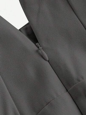 SHEIN Serisse Kids بنطلون فتيات مراهقات عصري مريح ذو خصر عالي وساق واسعة مستقيمة، مناسب للارتداء اليومي، باللون الرمادي