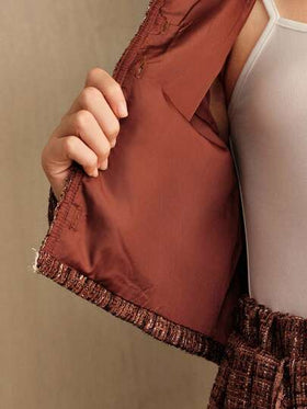 SHEIN بنطلون بنات مراهقات قطعتين: جاكيت وتنورة مطوية، مناسب للخروجات اليومية والتجمعات