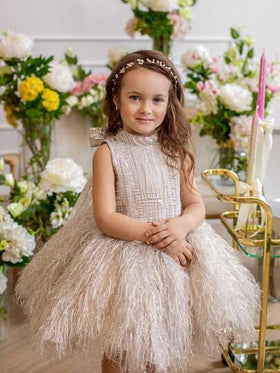 فستان أنيق بدون أكمام للحفلات الرسمية والأعياد للبنات، مناسب لحفلات عيد الميلاد والحفلات الرسمية والزفاف والشكر والتخرج، مع شريطة شامبانيا للرأس