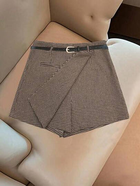 Franclia تنورة صغيرة مبطنة بنمط الهندسي للنساء، مناسبة للارتداء اليومي والتنقل