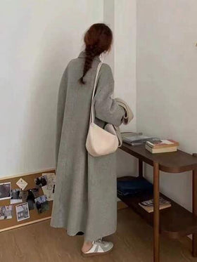 SHEIN LUNE معطف مزدوج الصدر بأكمام منخفضة للنساء للارتداء اليومي