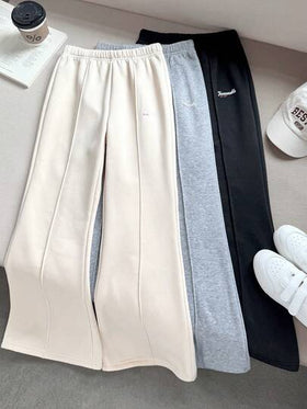 SHEIN Vacaura 3 قطع مجموعة سراويل ضيقة للبنات، تصميم سراويل واسعة الأرجل، طباعة حرفية، مناسبة للارتداء اليومي