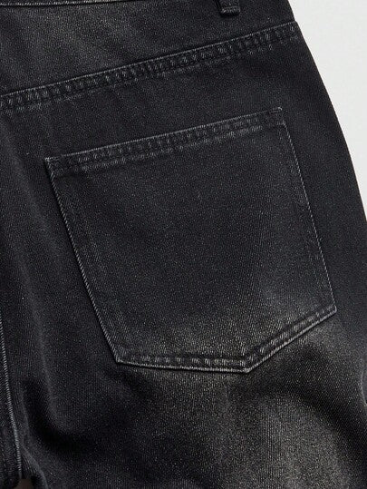 ROMWE MEN Street Life بنطلون جينز مطرز للرجال، مناسب للارتداء اليومي في فصلي الخريف والشتاء