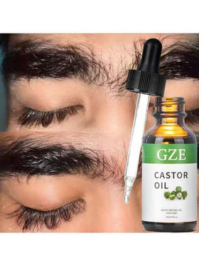زيت الخروع GZE 30 مل (مع فرشاة)، عضوي مُعصر على البارد، خالي من الهكسان، يعزز نمو الرموش والحواجب والشعر. طقم بداية العناية بالشعر والترطيب