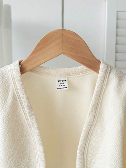 SHEIN جاكيت كارديجان بأكمام طويلة للفتيات، ملونة بلون واحد، ملابس خريف وشتاء للفتيات