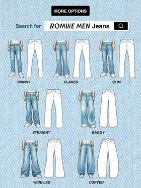 ROMWE MEN Grunge Punk بنطلون جينز كاجوال متعدد الاستخدامات بتصميم جيب أنيق للرجال