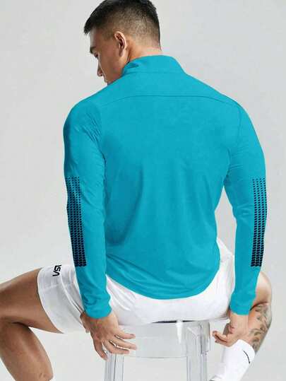 Manfinity Sport Corelite جاكيت رياضي رباع الزيبر مع طباعة حرفية للرجال من Manfinity Fitness، قمصان رياضية للعودة إلى المدرسة، بنطلون رياضي للرجال، قمصان رياضية للرجال، جاكيت رياضي منفذ للهواء للخريف
