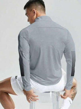 Manfinity Sport Corelite جاكيت رياضي رياضي بسحاب ربع لجرافيك رجالي Manfinity اللياقة البدنية، قميص رجالي عائد للمدرسة، بنطال رياضي رجالي، قمصان رياضة رجالية تنفس