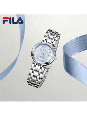 ساعة نسائية فاخرة من FILA بحركة كوارتز - قرص اللؤلؤ المشرق مع علامات بلورية لامعة، إطار مستوحى من الماس وسوار من الفولاذ المقاوم للصدأ المصقول | ساعة أنيقة للارتداء اليومي أو كهدية للمرأة