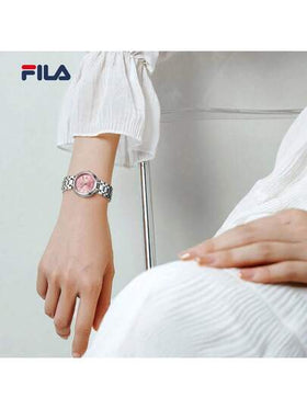 ساعة نسائية فاخرة من FILA بحركة كوارتز - قرص اللؤلؤ المشرق مع علامات بلورية لامعة، إطار مستوحى من الماس وسوار من الفولاذ المقاوم للصدأ المصقول | ساعة أنيقة للارتداء اليومي أو كهدية للمرأة