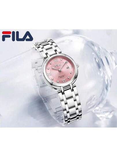 ساعة نسائية فاخرة من FILA بحركة كوارتز - قرص اللؤلؤ المشرق مع علامات بلورية لامعة، إطار مستوحى من الماس وسوار من الفولاذ المقاوم للصدأ المصقول | ساعة أنيقة للارتداء اليومي أو كهدية للمرأة