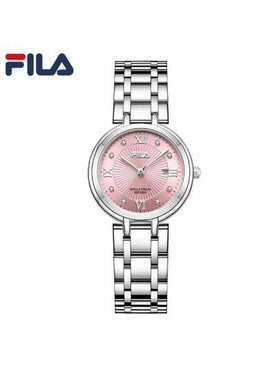 ساعة نسائية فاخرة من FILA بحركة كوارتز - قرص اللؤلؤ المشرق مع علامات بلورية لامعة، إطار مستوحى من الماس وسوار من الفولاذ المقاوم للصدأ المصقول | ساعة أنيقة للارتداء اليومي أو كهدية للمرأة