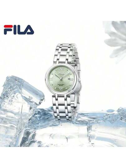 ساعة نسائية فاخرة من FILA بحركة كوارتز - قرص اللؤلؤ المشرق مع علامات بلورية لامعة، إطار مستوحى من الماس وسوار من الفولاذ المقاوم للصدأ المصقول | ساعة أنيقة للارتداء اليومي أو كهدية للمرأة