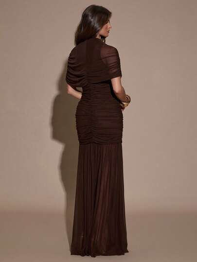 SHEIN BAE فستان ضيق مطوي أنيق، مناسب لحفلات الكوكتيل، المواعيد الرومانسية، التنسيق الطبقي في فصلي الخريف والشتاء، الحفلات، المناسبات الرسمية، عيد الهالوين، عيد الميلاد