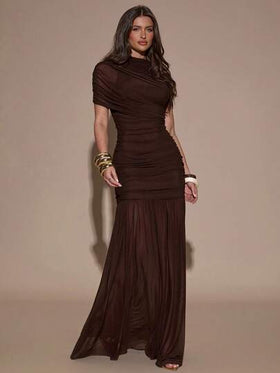 SHEIN BAE فستان ضيق مطوي أنيق، مناسب لحفلات الكوكتيل، المواعيد الرومانسية، التنسيق الطبقي في فصلي الخريف والشتاء، الحفلات، المناسبات الرسمية، عيد الهالوين، عيد الميلاد