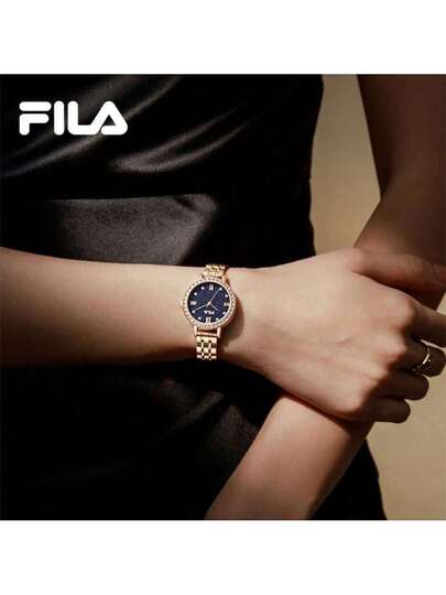 FILA ساعة نسائية كوارتز من فيلا - إطار مرصع بالكريستال اللامع، قرص اللؤلؤ النجمي وسوار من الفولاذ المقاوم للصدأ الأنيق | مقاومة للماء، هدية فاخرة أنيقة للنساء