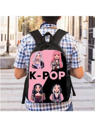 مجموعة 3 قطع حقيبة ظهر يونيسكس، بتصميم كرتوني عصري من نوع KPp-Op، أشرطة كتف قابلة للتعديل وإغلاق بسحاب، تشمل حقيبة ظهر وحقيبة كروس بودي وحافظة أقلام، مثالية للمدرسة والسفر والتخييم، مجموعة حقائب سعة كبيرة، هدية مثالية لعيد الهالوين أو عيد الميلاد أو حقيبة