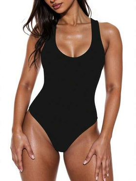 Swim Basics ملابس سباحة قطعة واحدة بسيط قص عالي