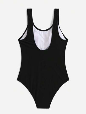 Swim Basics ملابس سباحة قطعة واحدة بسيط قص عالي