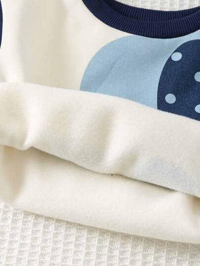 Cozy Pixies طقم ملابس سميك من قطعتين للأطفال الرضع الصبيان، بلوزة هودي بنمط فيل كرتوني وألوان متباينة، وبنطلون بخصر مطاطي
