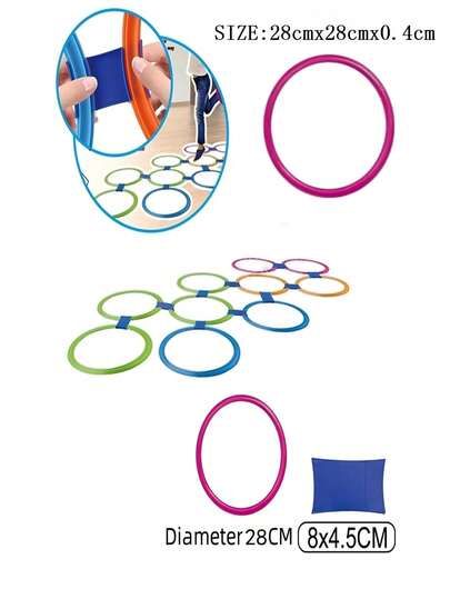 5 قطع/10 قطع/15 قطع/20 قطع حلقات وأطواق الحبل للقفز للأطفال، ألعاب تعليمية مبكرة، متينة وغير قابلة للكسر، ألعاب رياضية للداخل والخارج، تفاعل بين الوالدين والأطفال، تحسين توازن وتنسيق الأطفال، مساعدات تعليمية رياضية (ألوان عشوائية)