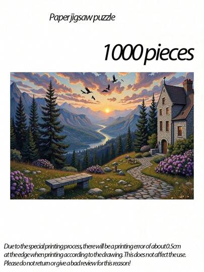1000/500/300 قطعة لغز للكبار، لغز غروب الشمس في الجبال، يحسن المزاج والذاكرة، يعزز التفكير والقدرة التشغيلية، لغز صعب للأمسيات الترفيهية