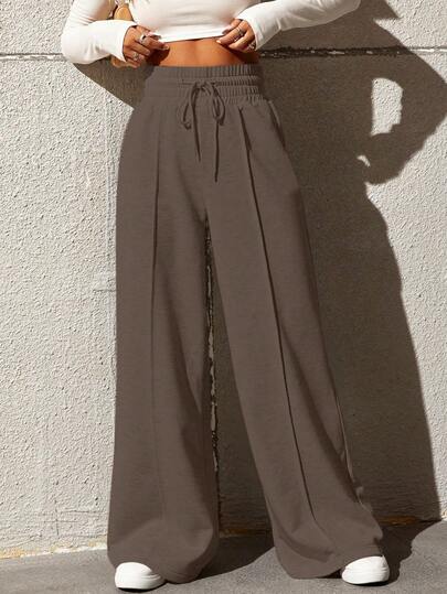 SHEIN EZwear بناطيل رياضي رباط خصر ساق عريضة