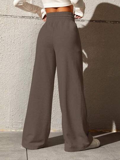 SHEIN EZwear بناطيل رياضي رباط خصر ساق عريضة