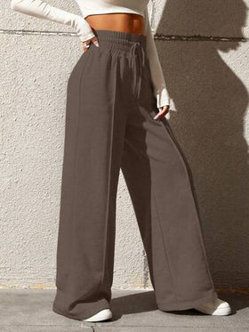 SHEIN EZwear بناطيل رياضي رباط خصر ساق عريضة