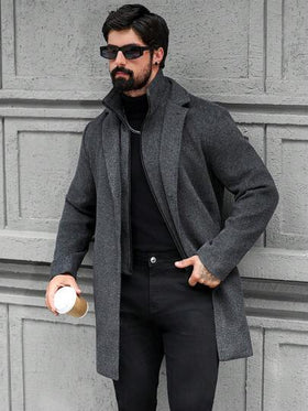 Manfinity CasualCool معطف كاجوال رجالي بتصميم 2 في 1، مناسب للتنقل، الخريف/الشتاء، المال القديم اليومي والترفيه، رحلات نهاية الأسبوع، الأنشطة الخارجية، رحلات السفر، بيئات العمل المريحة أو المناسبات شبه الرسمية، هدية للصديق/الزوج، هدية عيد الزواج عيد الميل