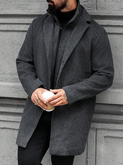 Manfinity CasualCool معطف كاجوال رجالي بتصميم 2 في 1، مناسب للتنقل، الخريف/الشتاء، المال القديم اليومي والترفيه، رحلات نهاية الأسبوع، الأنشطة الخارجية، رحلات السفر، بيئات العمل المريحة أو المناسبات شبه الرسمية، هدية للصديق/الزوج، هدية عيد الزواج عيد الميل