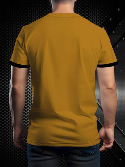 قميص تي شيرت رجالي أنيق بأكمام قصيرة وياقة دائرية، مخطط، كاجوال وعصري، 100% بولي إستر، قماش قابل للتنفس وخفيف الوزن، قياس عادي، مناسب لملابس الرياضة الصيفية، قليل المرونة، قماش ناعم